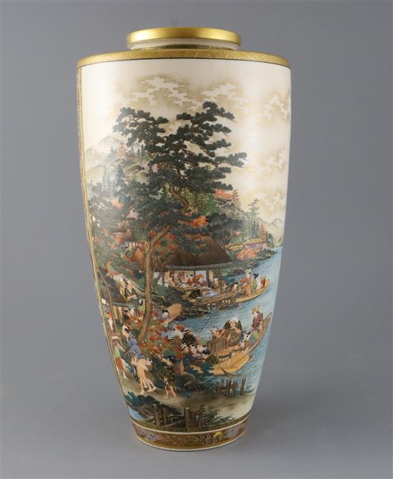 A large Exhibition quality Satsuma pottery vase, by Ryozan, Meiji period, H.37.5cm